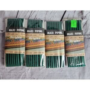 4 Vintage 2.5 yards Jungle Green Corded Piping 1/2" wide Wright's MAXI PIPING